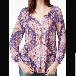 Lucky Brand women's multi-colored Peasant top size XL